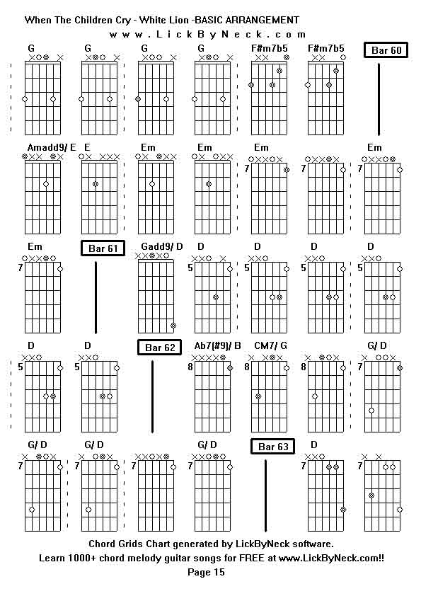 Chord Grids Chart of chord melody fingerstyle guitar song-When The Children Cry - White Lion -BASIC ARRANGEMENT,generated by LickByNeck software.